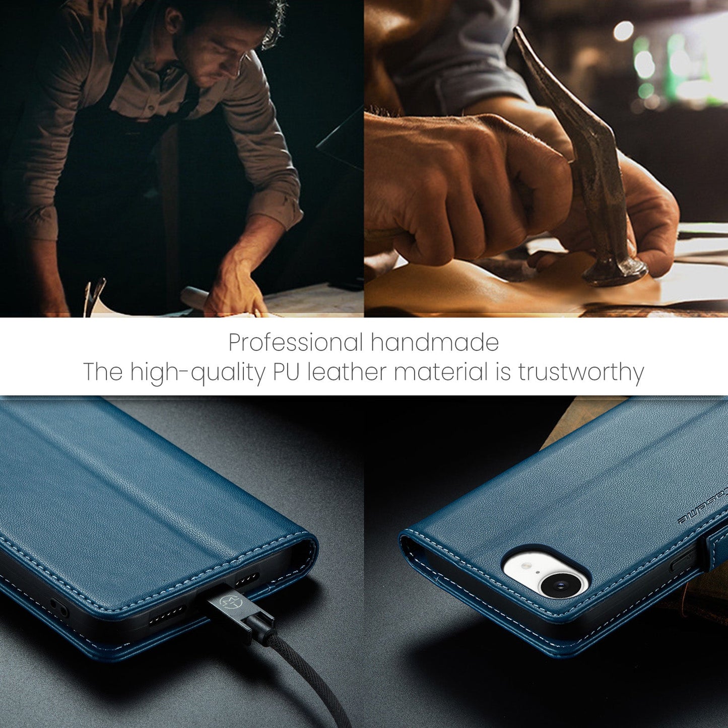 Apple iPhone 16E Pu Wallet Case [Navy]