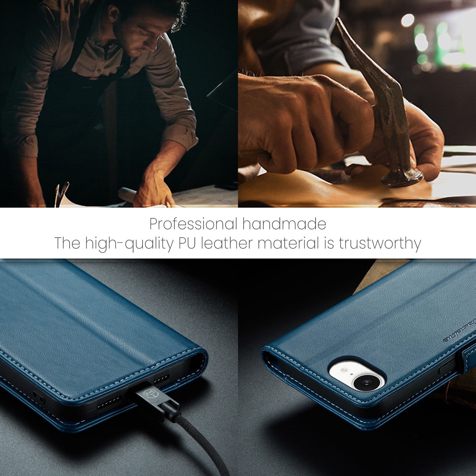 Apple iPhone 16E Pu Wallet Case [Navy]