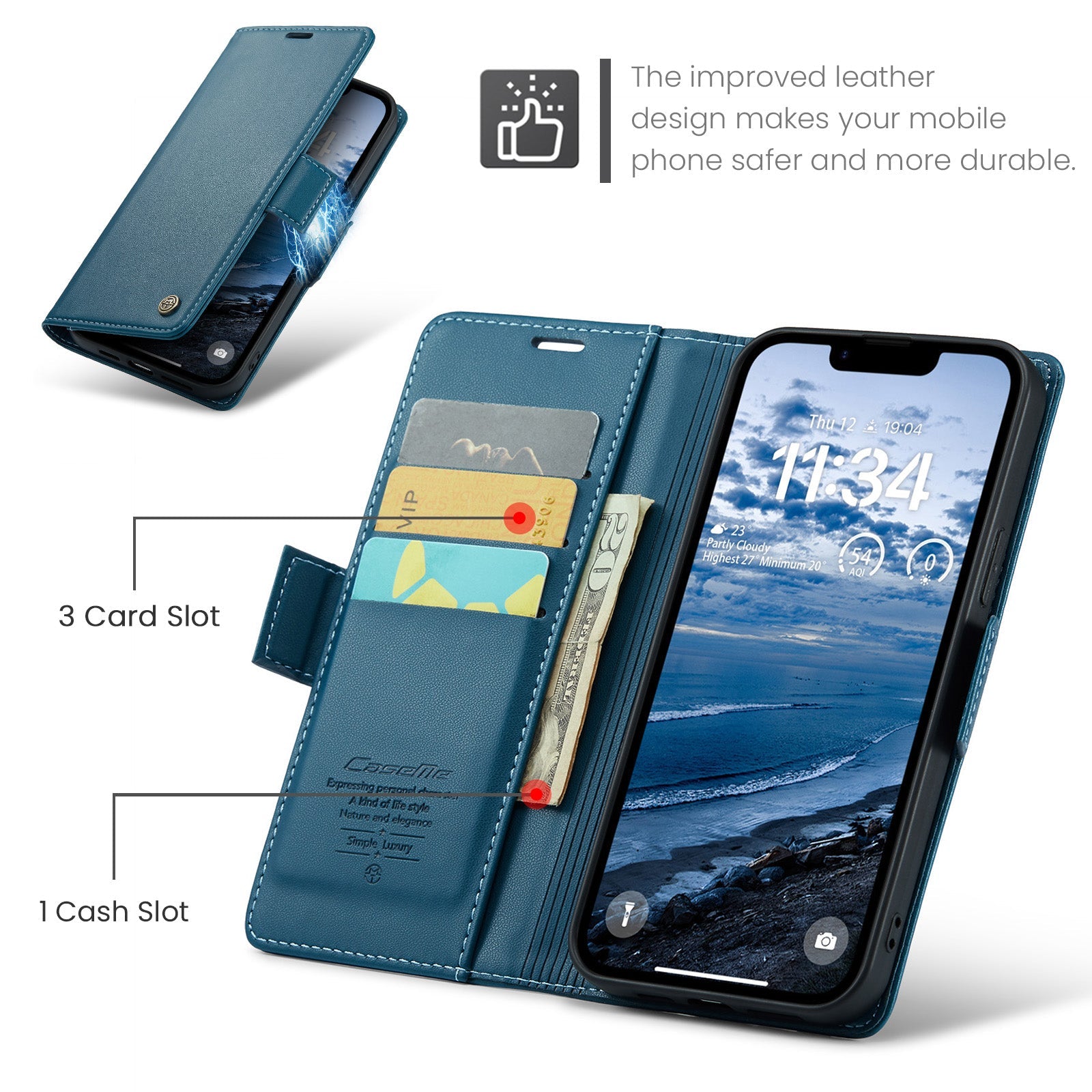 Apple iPhone 16E Pu Wallet Case [Navy]