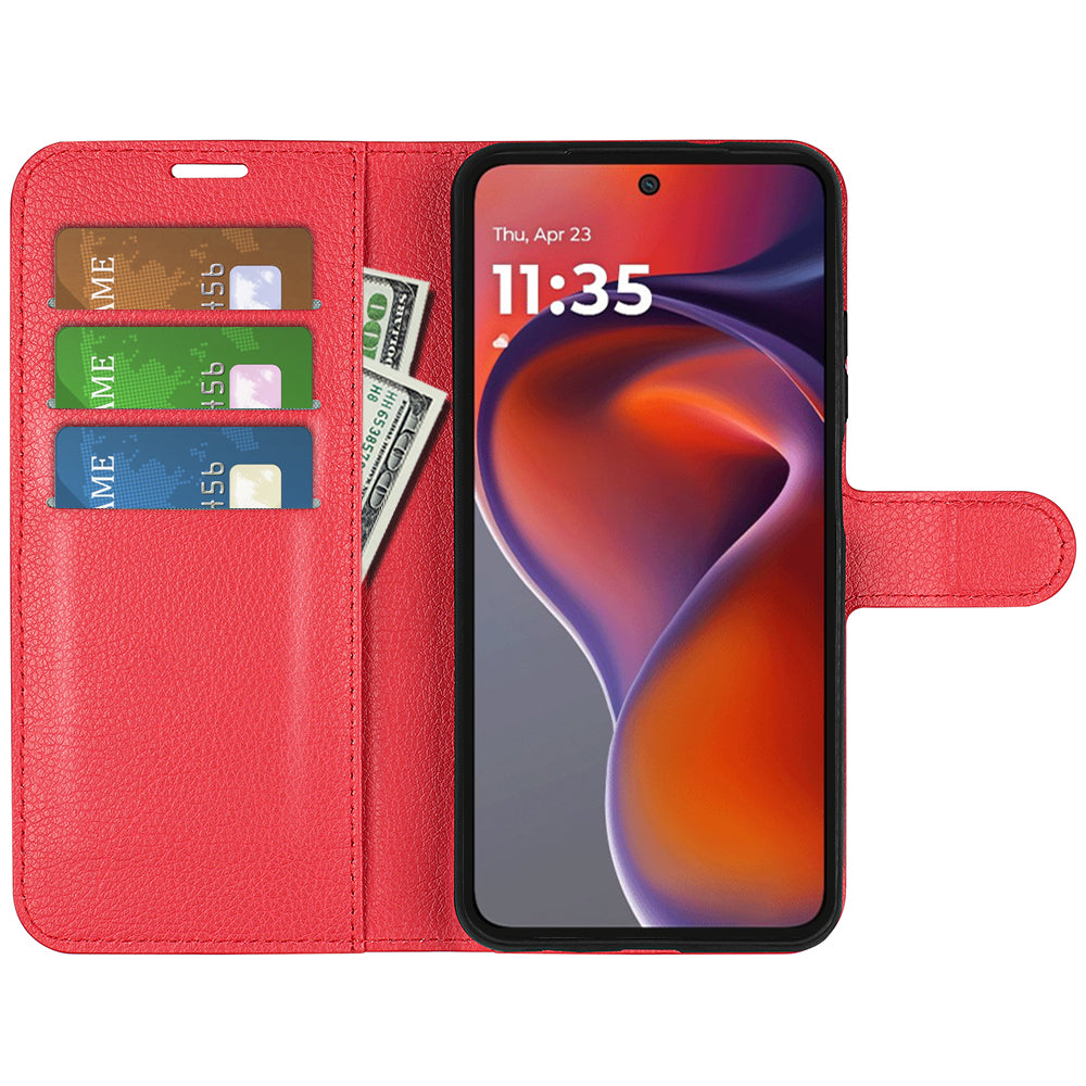 Moto G15 Pu Wallet Case [Red]