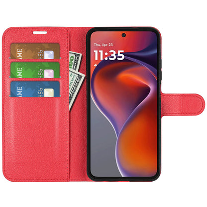 Moto G15 Pu Wallet Case [Red]