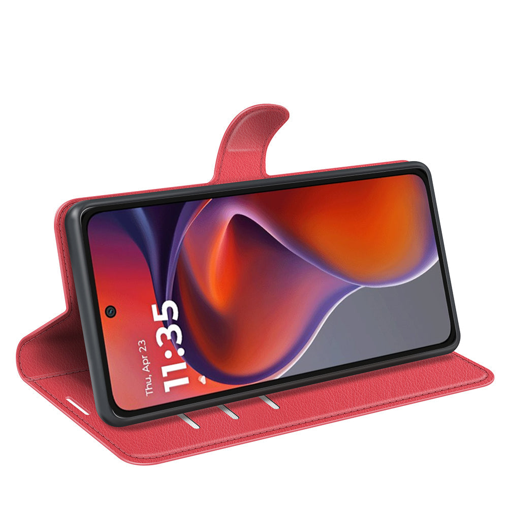 Moto G15 Pu Wallet Case [Red]