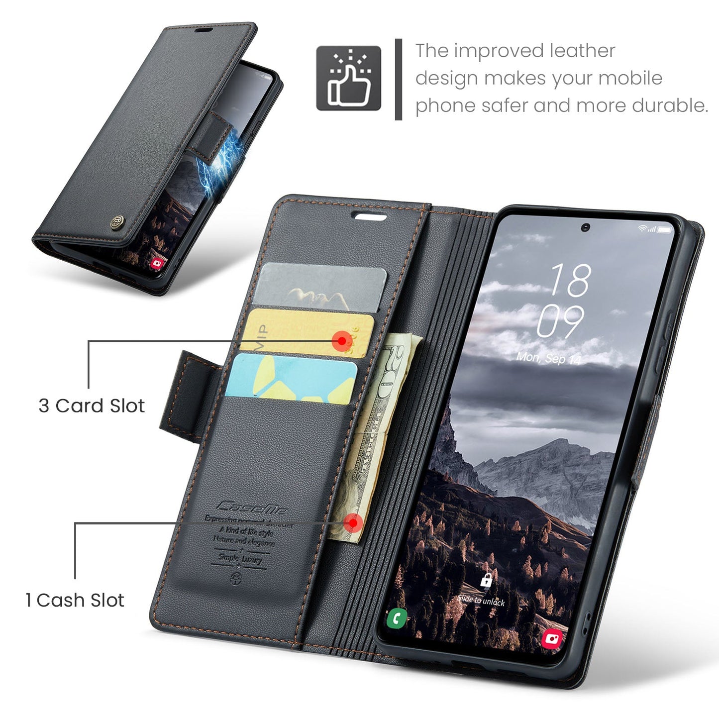 Samsung Galaxy S25Fe Pu Wallet Case [Black]