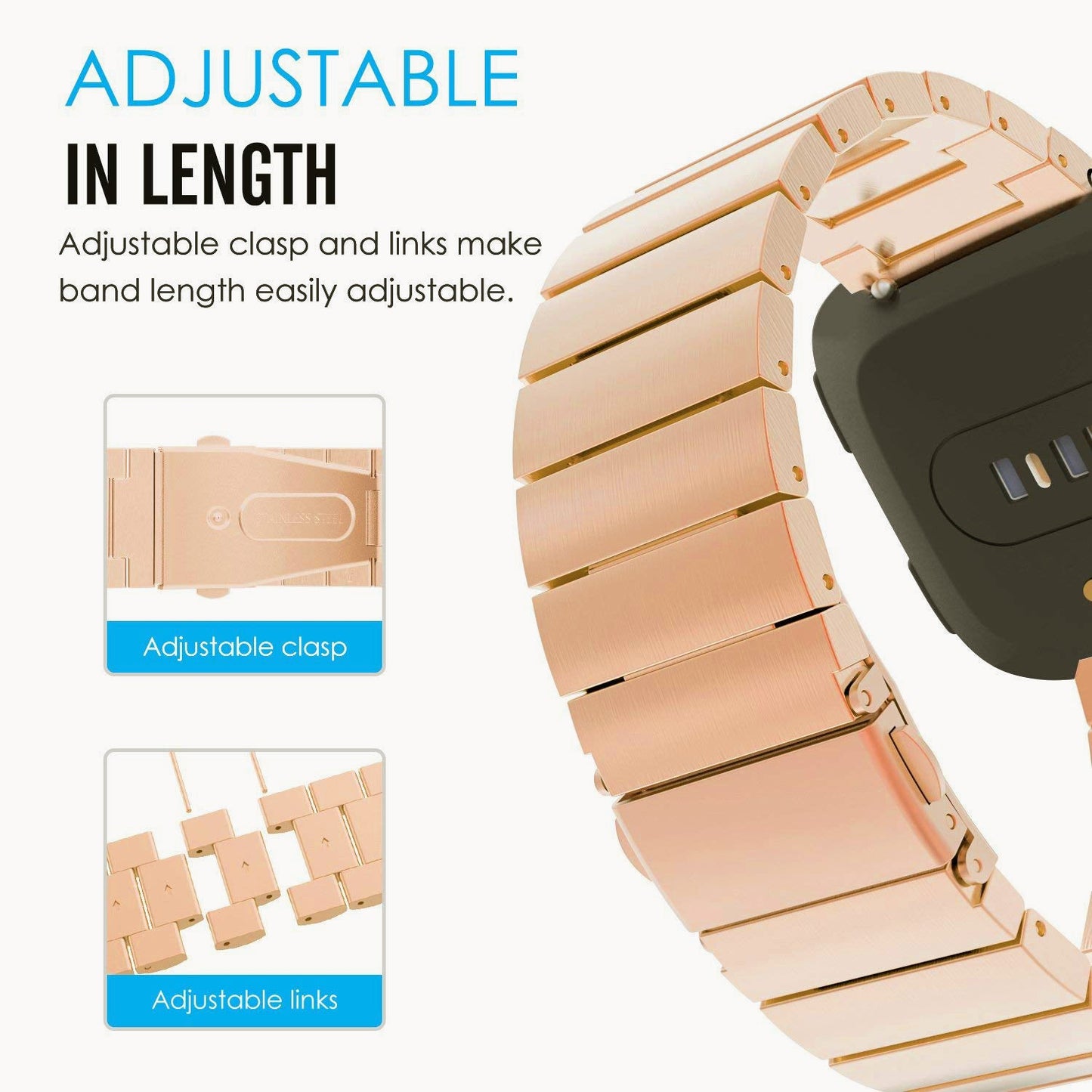 Fitbit Versa Stainless Steel Strap [Rosegold]