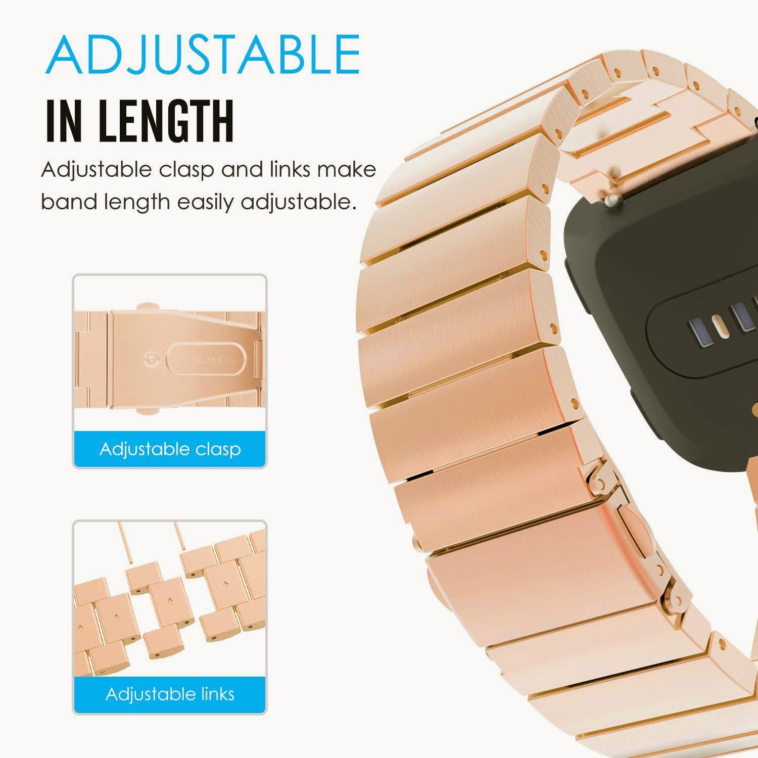 Fitbit Versa Stainless Steel Strap [Rosegold]