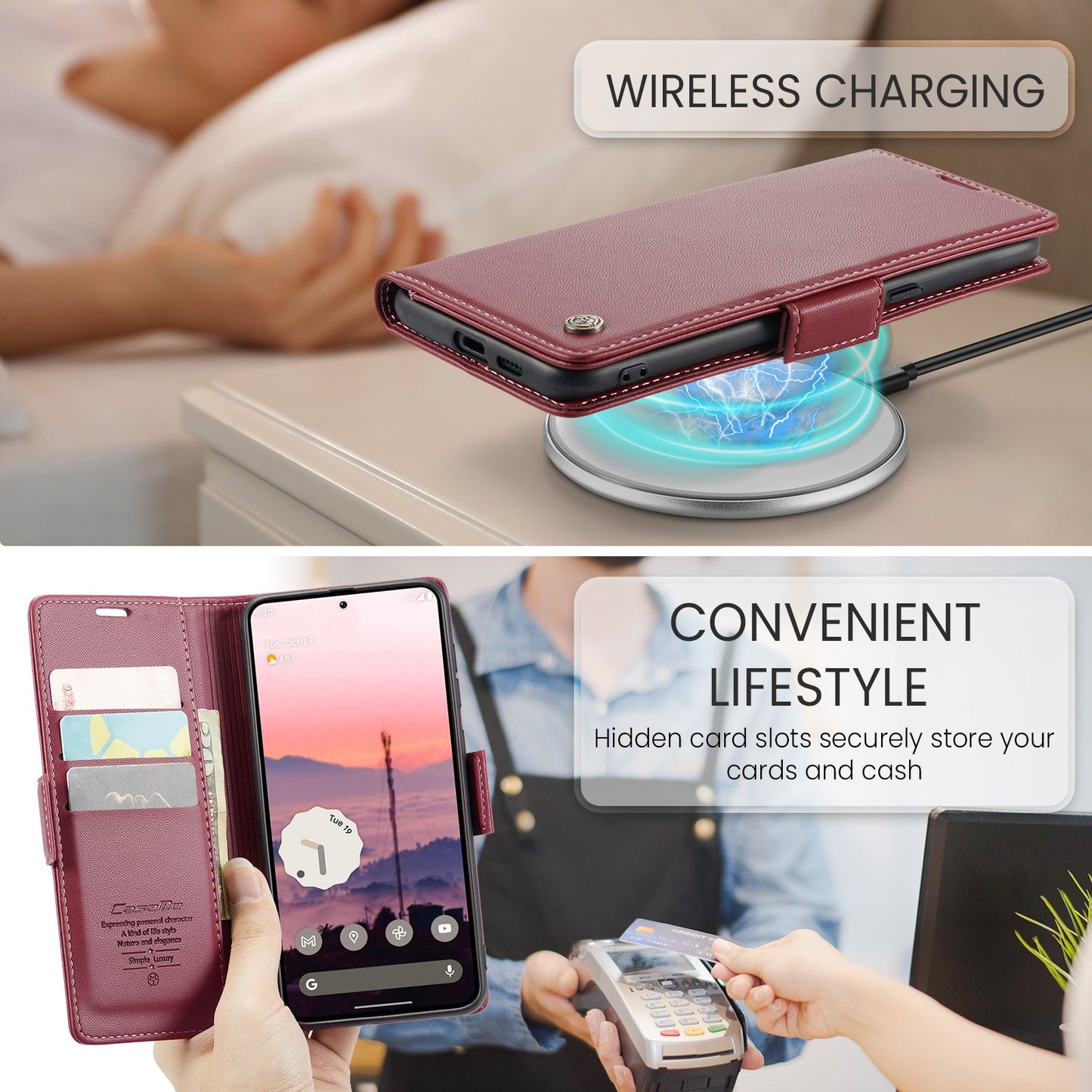 Google Pixel 9A Pu Wallet Case [Maroon]