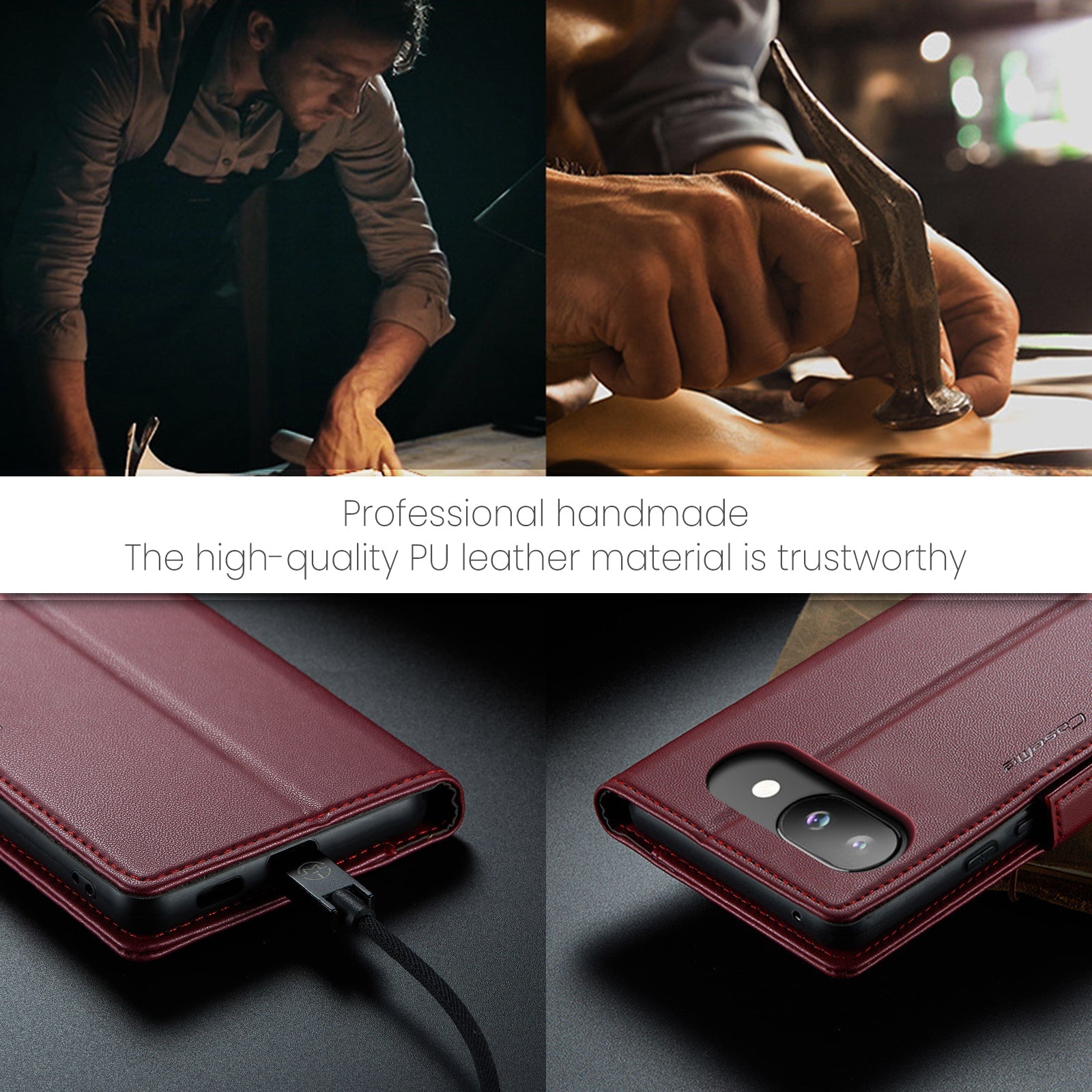Google Pixel 9A Pu Wallet Case [Maroon]