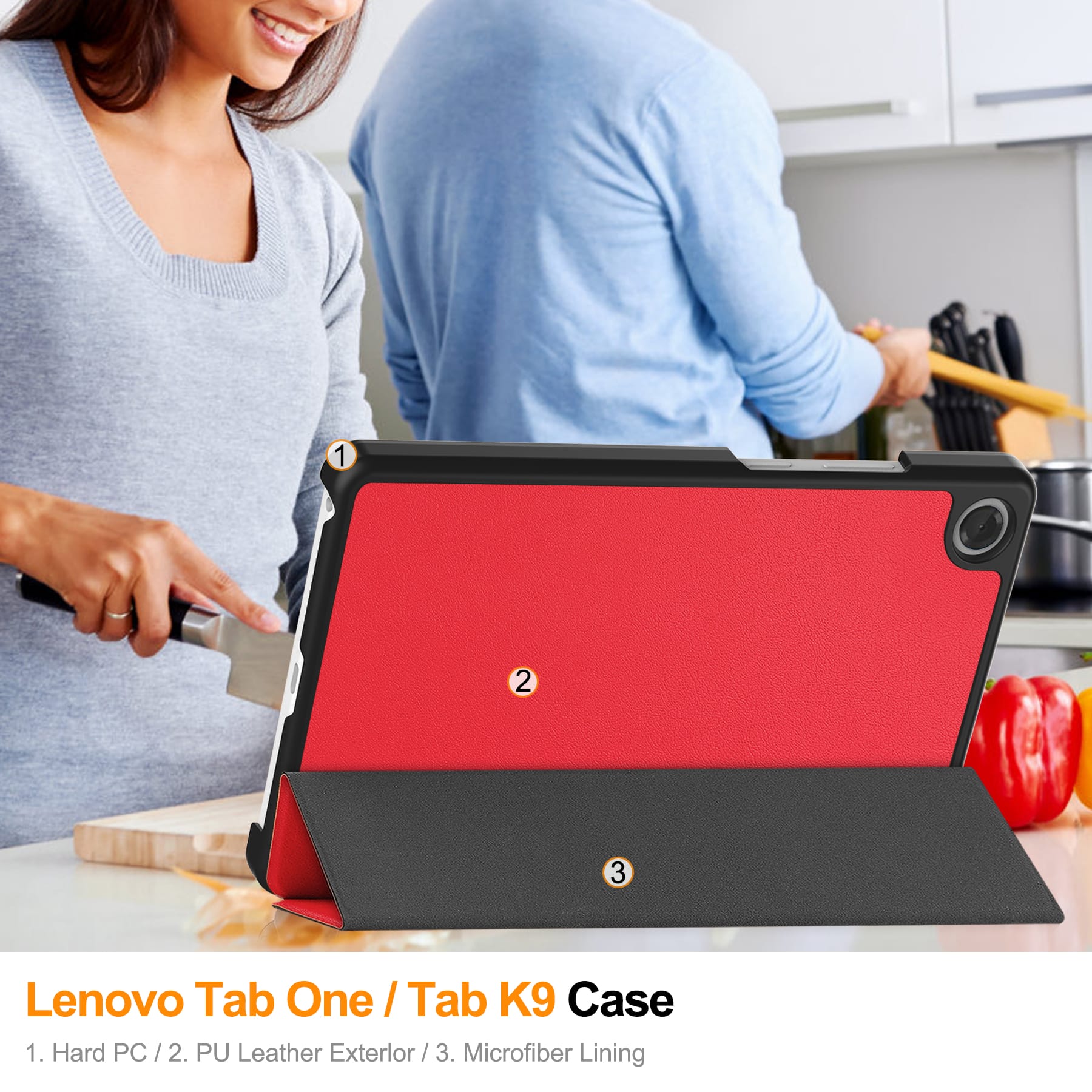 Lenovo Tab One 8.7" Tri-fold Pu Case [Red]