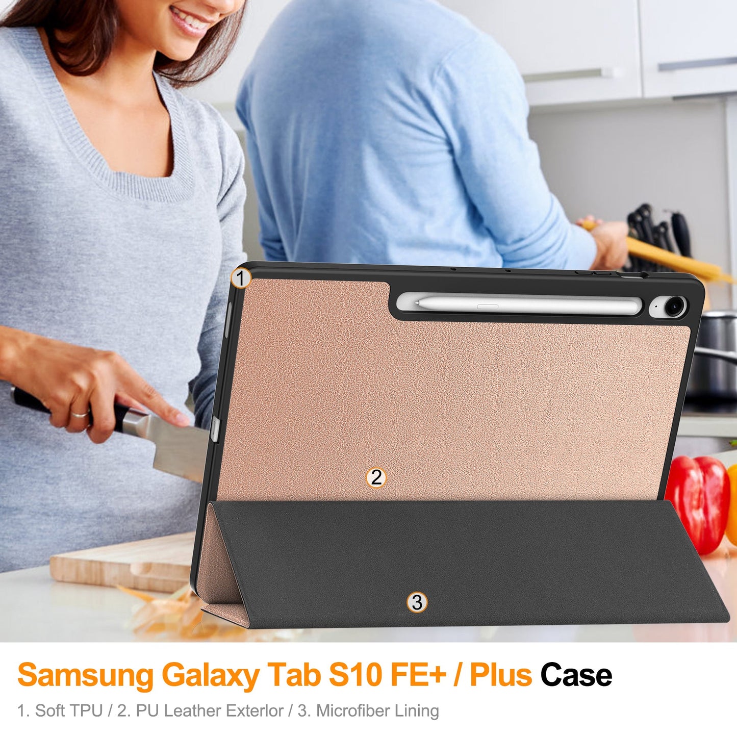 Tab S10Fe Plus Tri-Fold Pen Holder Case [Red]