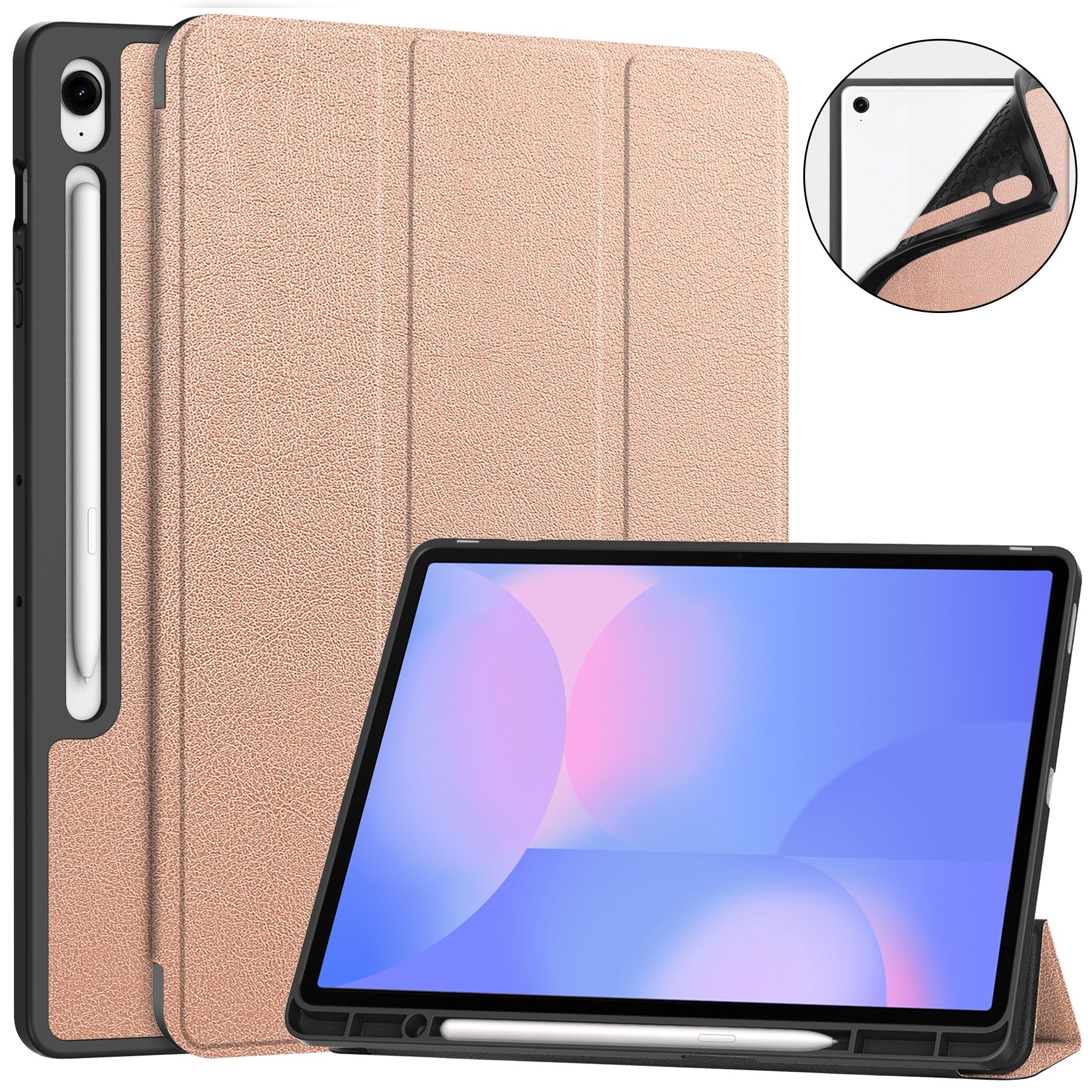 Tab S10Fe Plus Tri-Fold Pen Holder Case [Red]