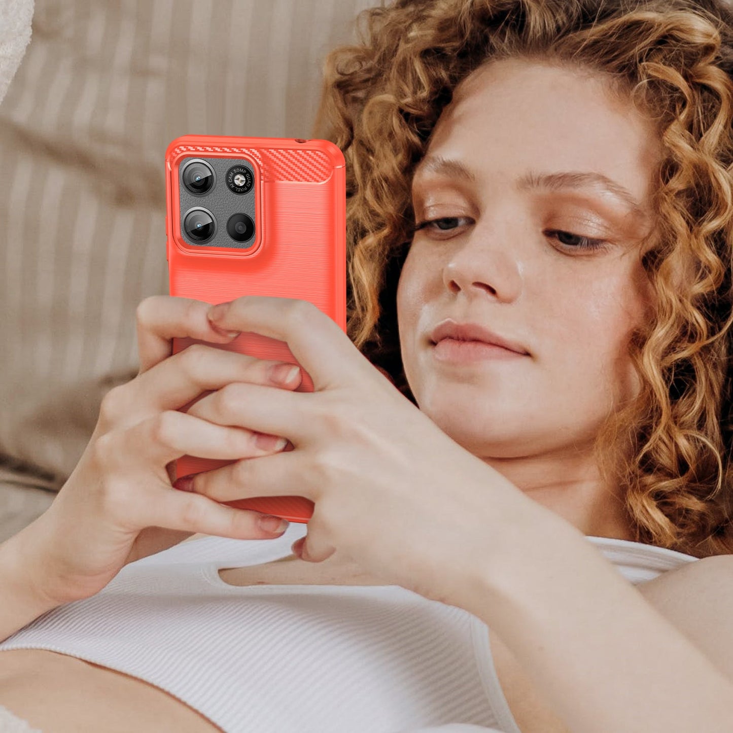 Moto G15 Carbon Fibre Case [Red]