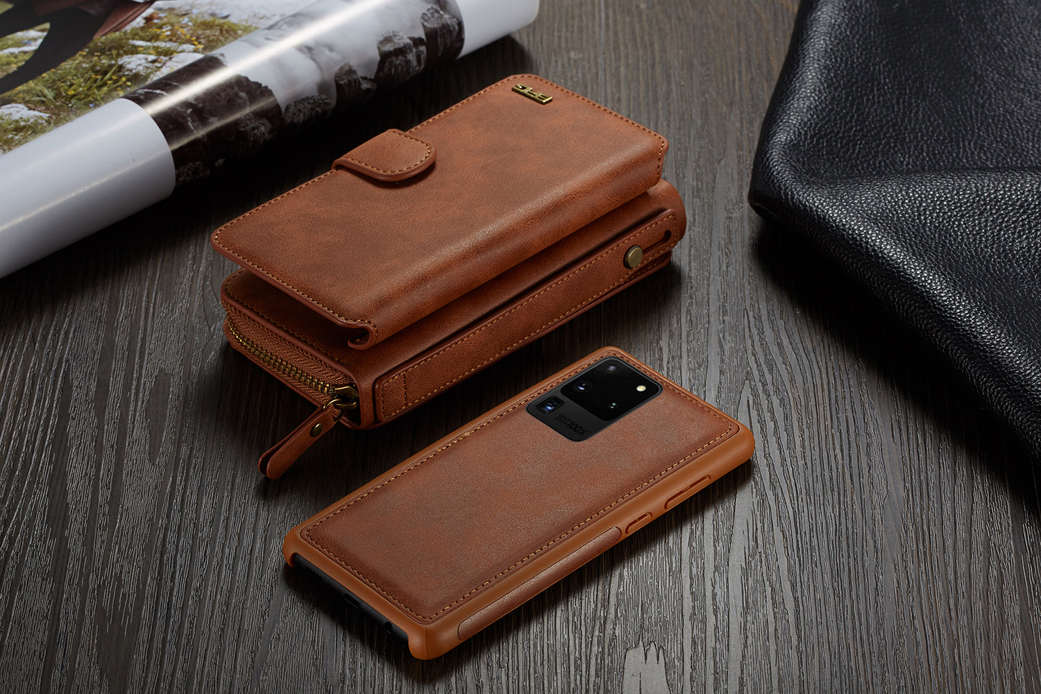 Samsung Galaxy S20 Ultra Deluxe Zipper Case Brown