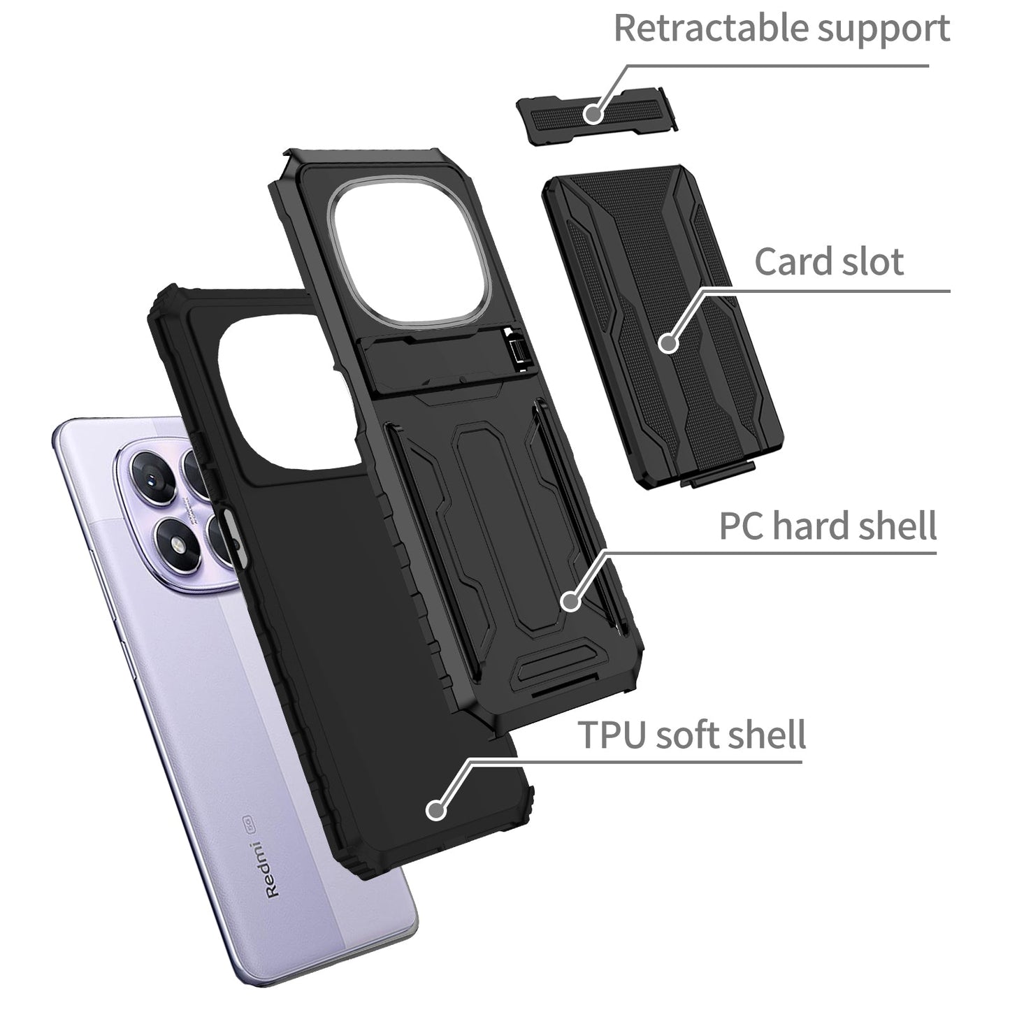 Xiaomi Redmi Note 14 Pro 5g Heavy Duty Case [Black]