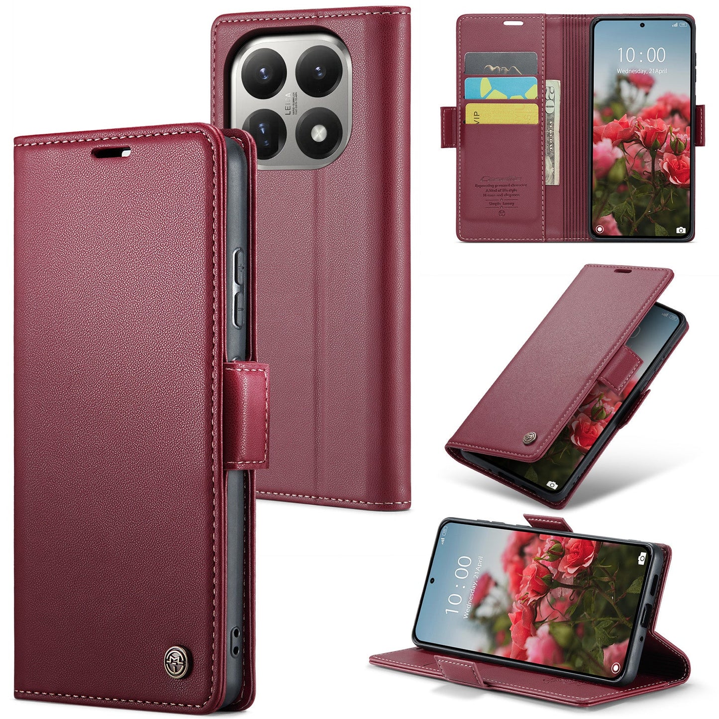 Xiaomi 15t Pu Wallet Case [Maroon]