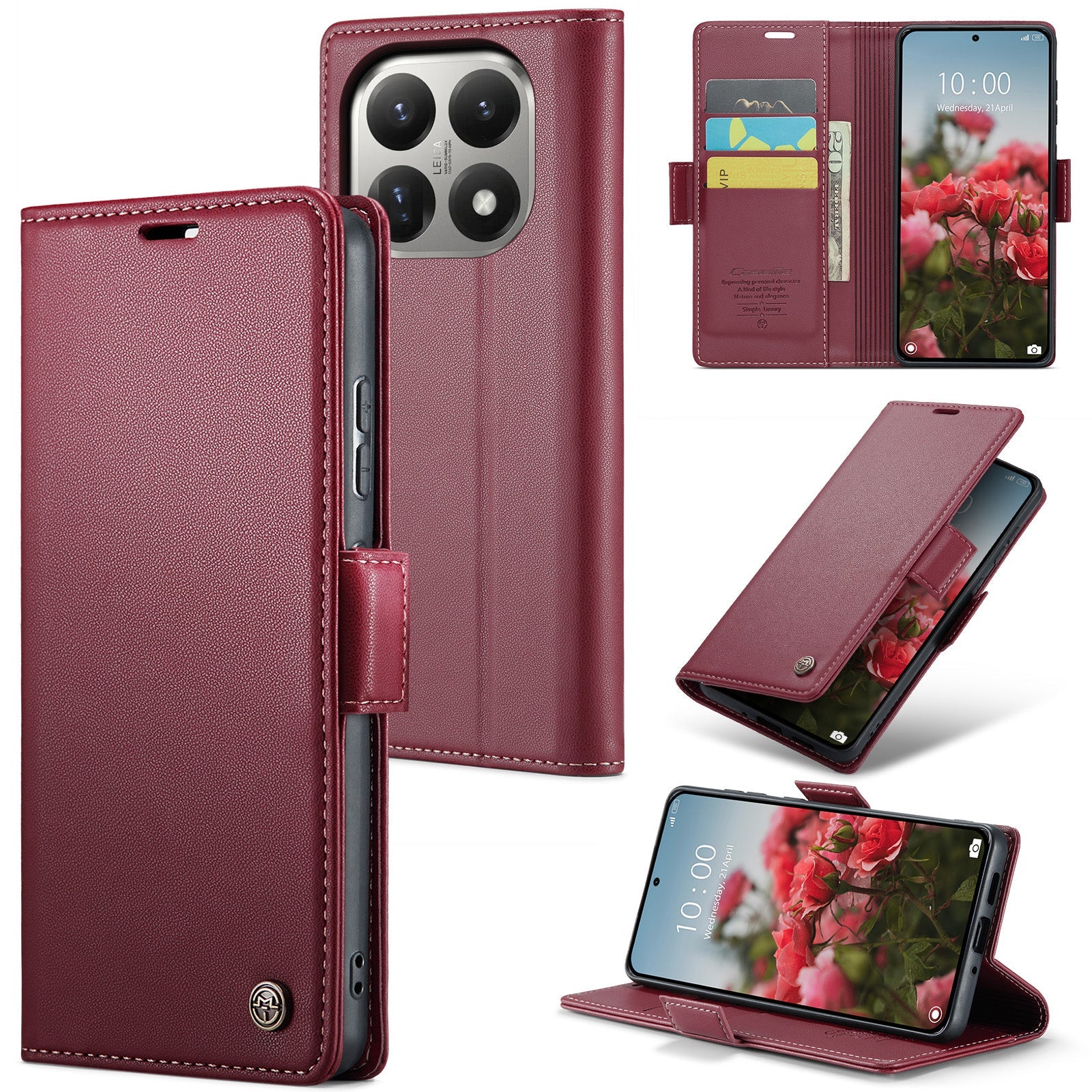 Xiaomi 15t Pu Wallet Case [Maroon]