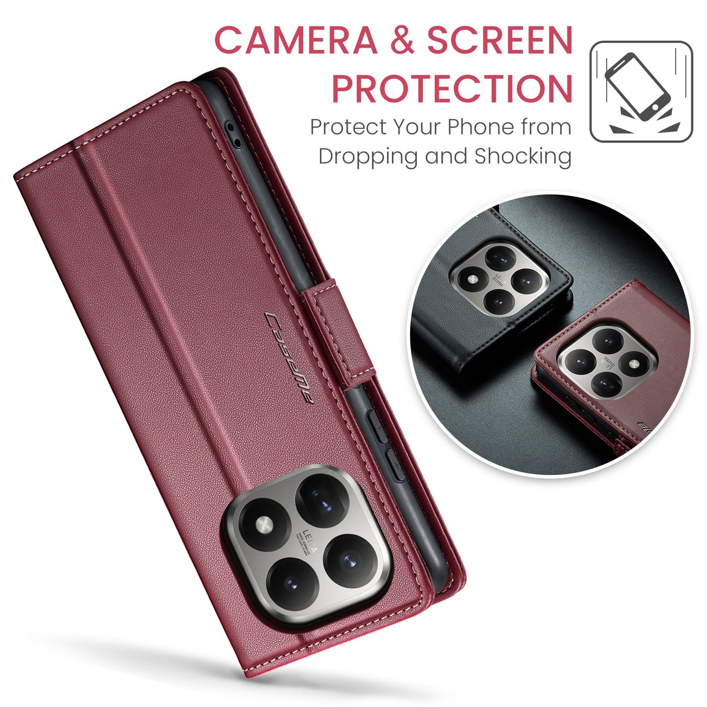 Xiaomi 15t Pu Wallet Case [Maroon]