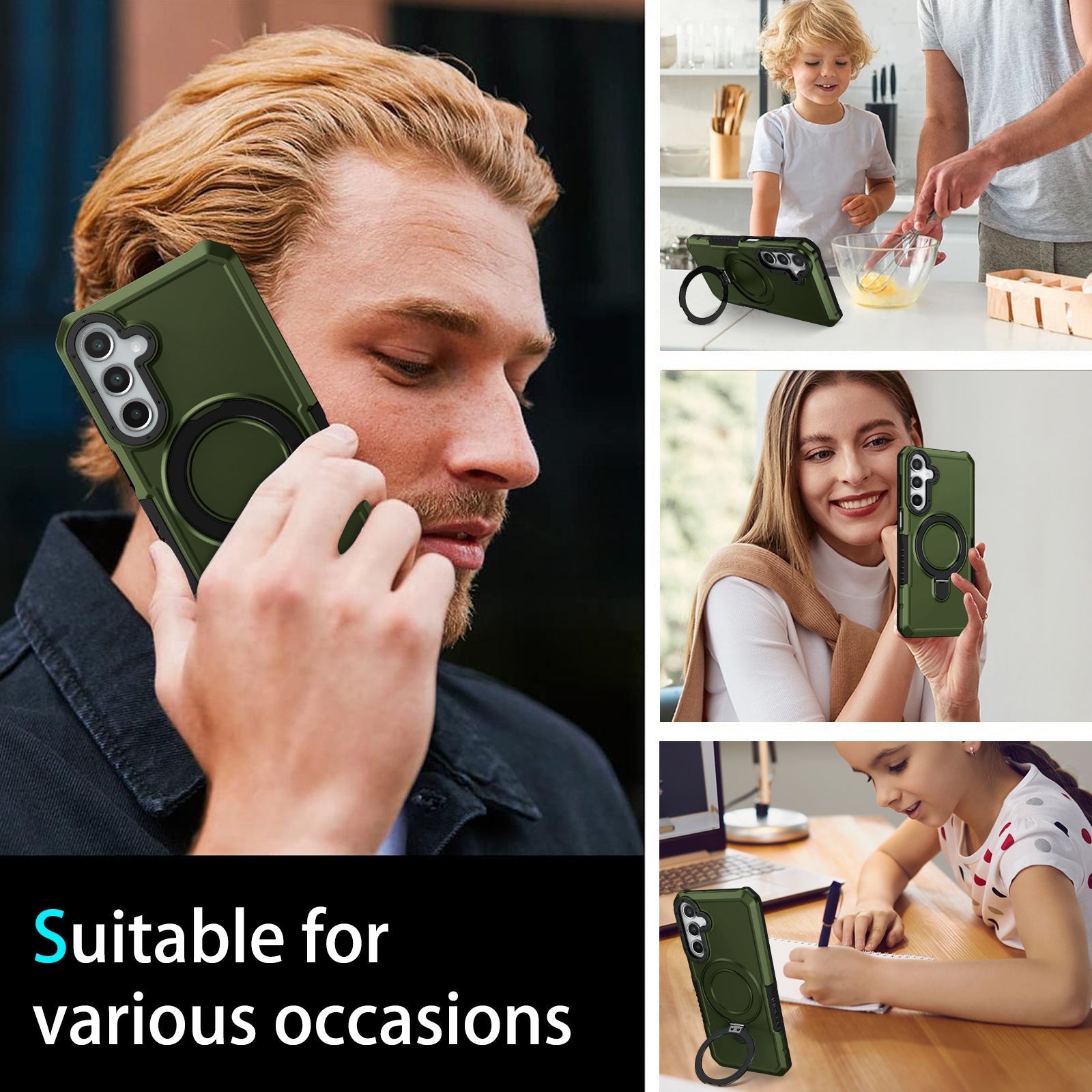 Galaxy A16 5G Kickstand Heavy Duty Case [Green]