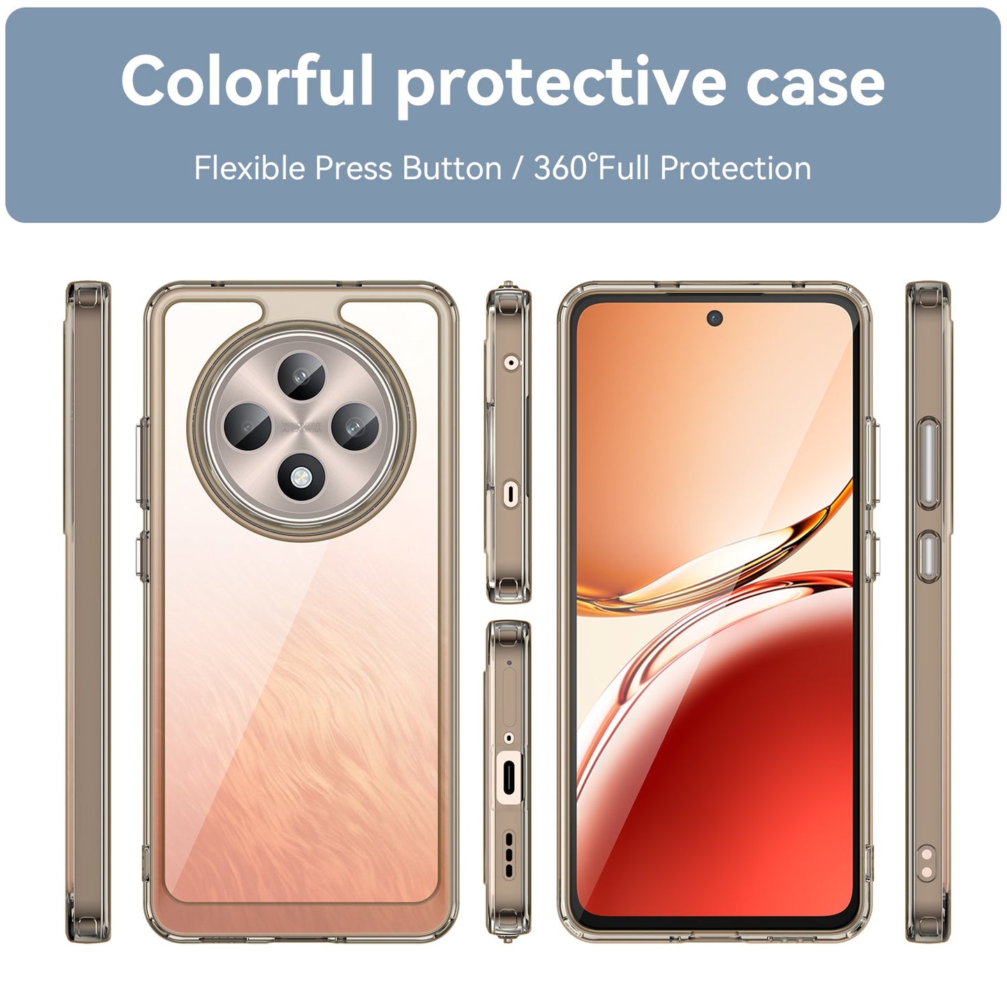 Oppo Reno 12F 5G Soft Gel Bumper Case [Clear Grey]