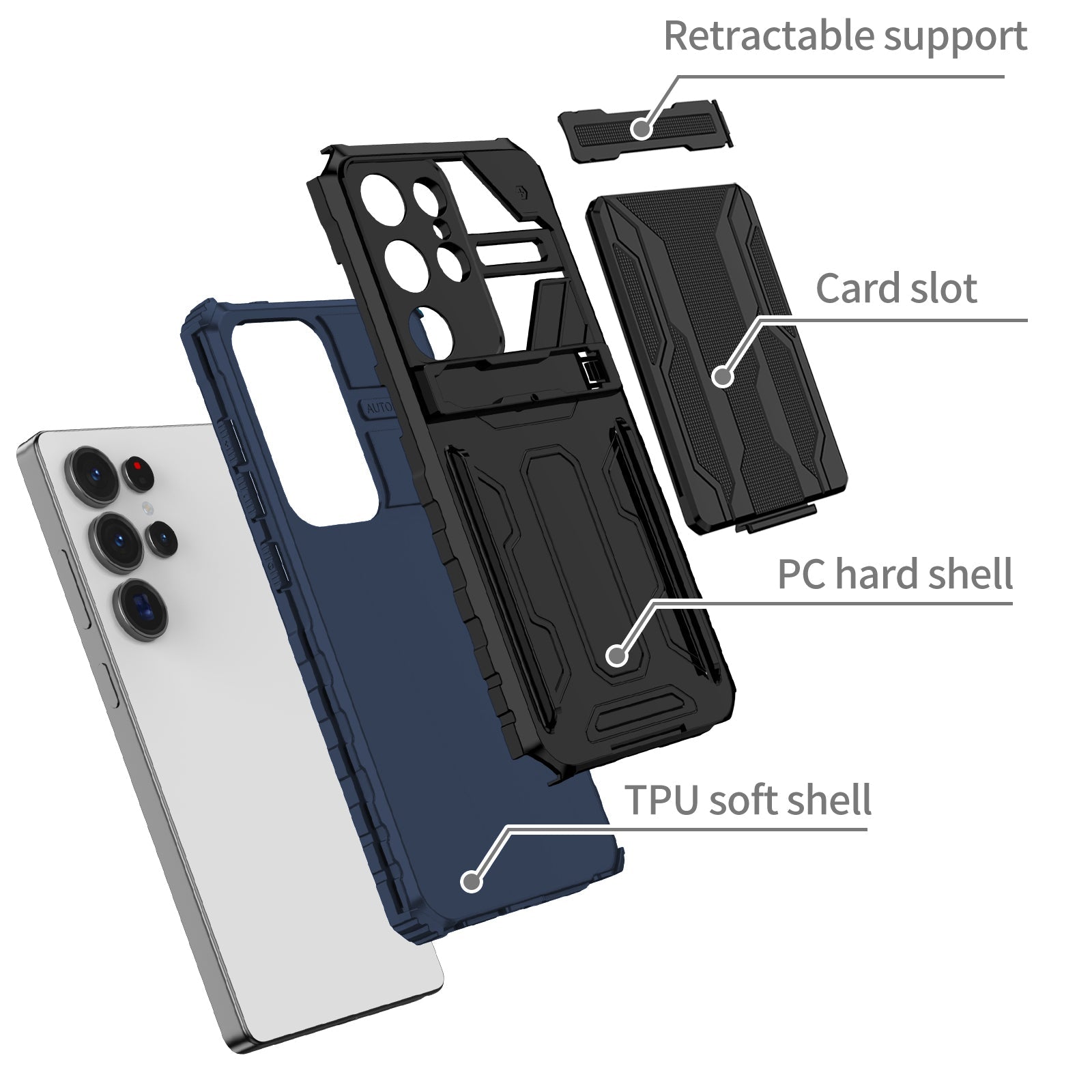 Galaxy S25 Ultra Kickstand Heavy Duty Case [Navy]