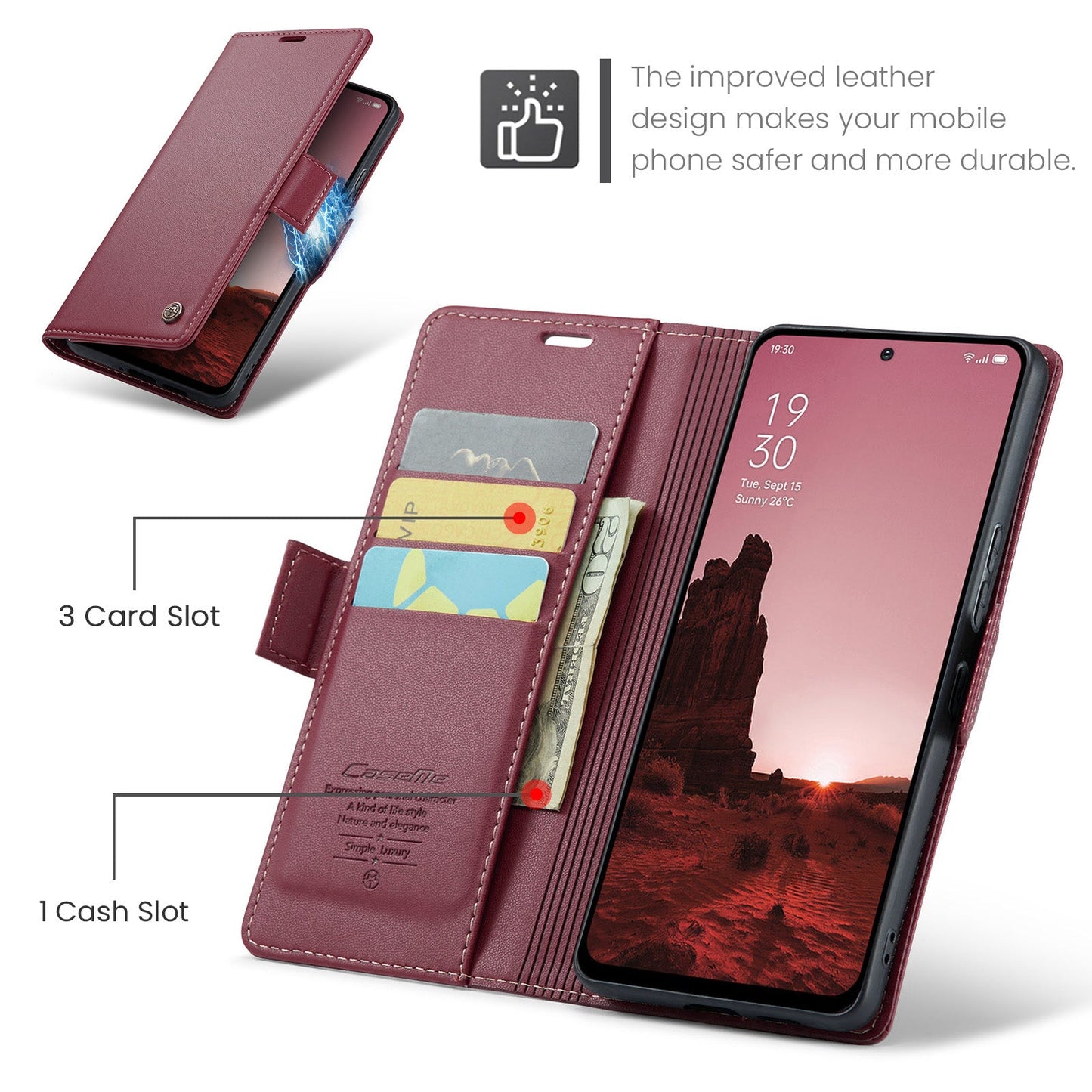 Oppo Reno 13 F 5G Pu Wallet Case [Maroon]