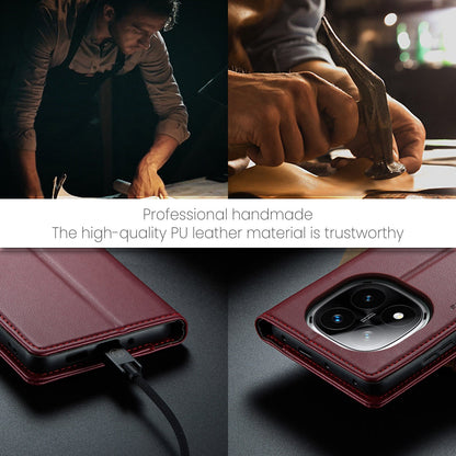 Xiaomi Redmi Note 14 Pro 5G Pu Wallet Case [Maroon]