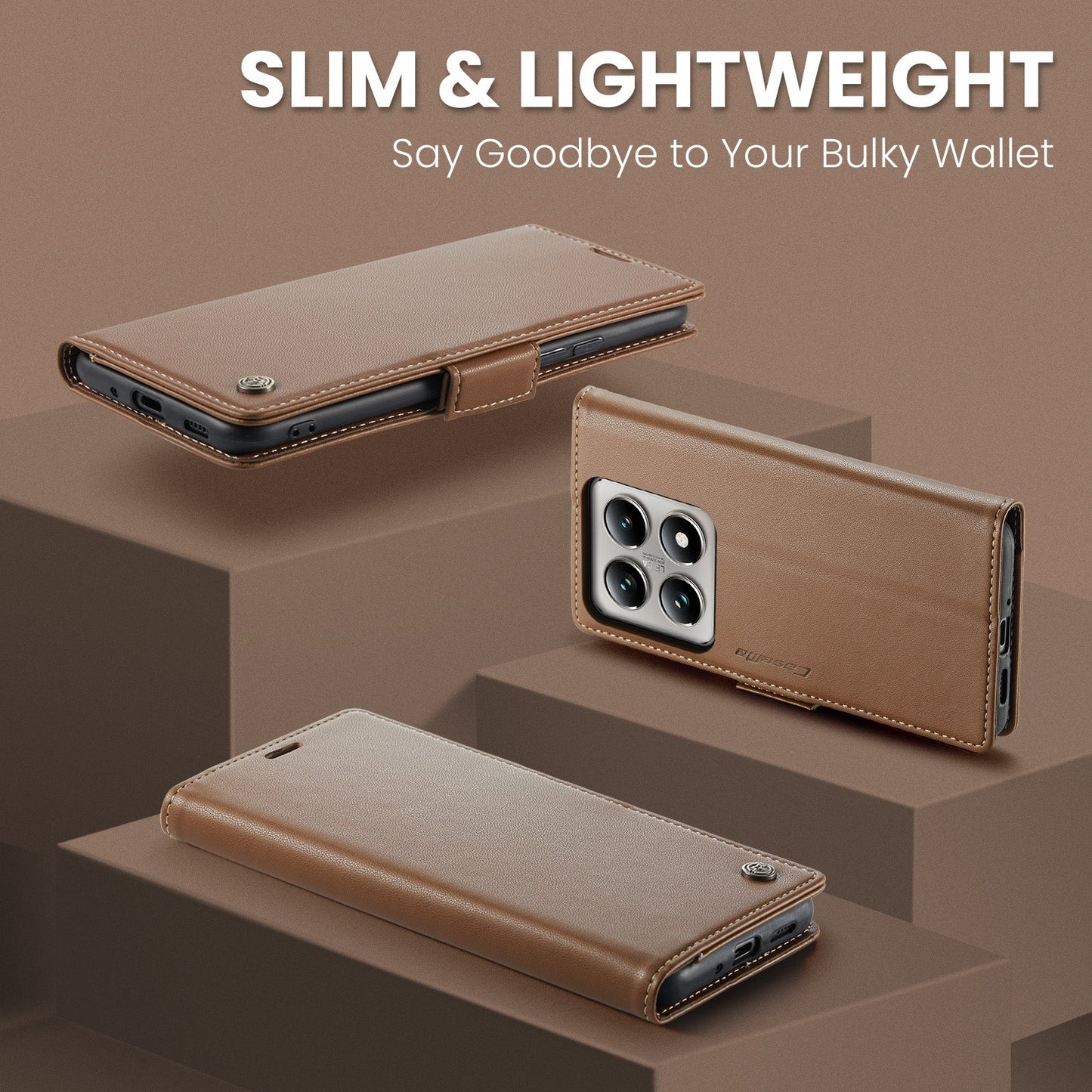 Xiaomi 14T Pro Pu Wallet Case [Brown]