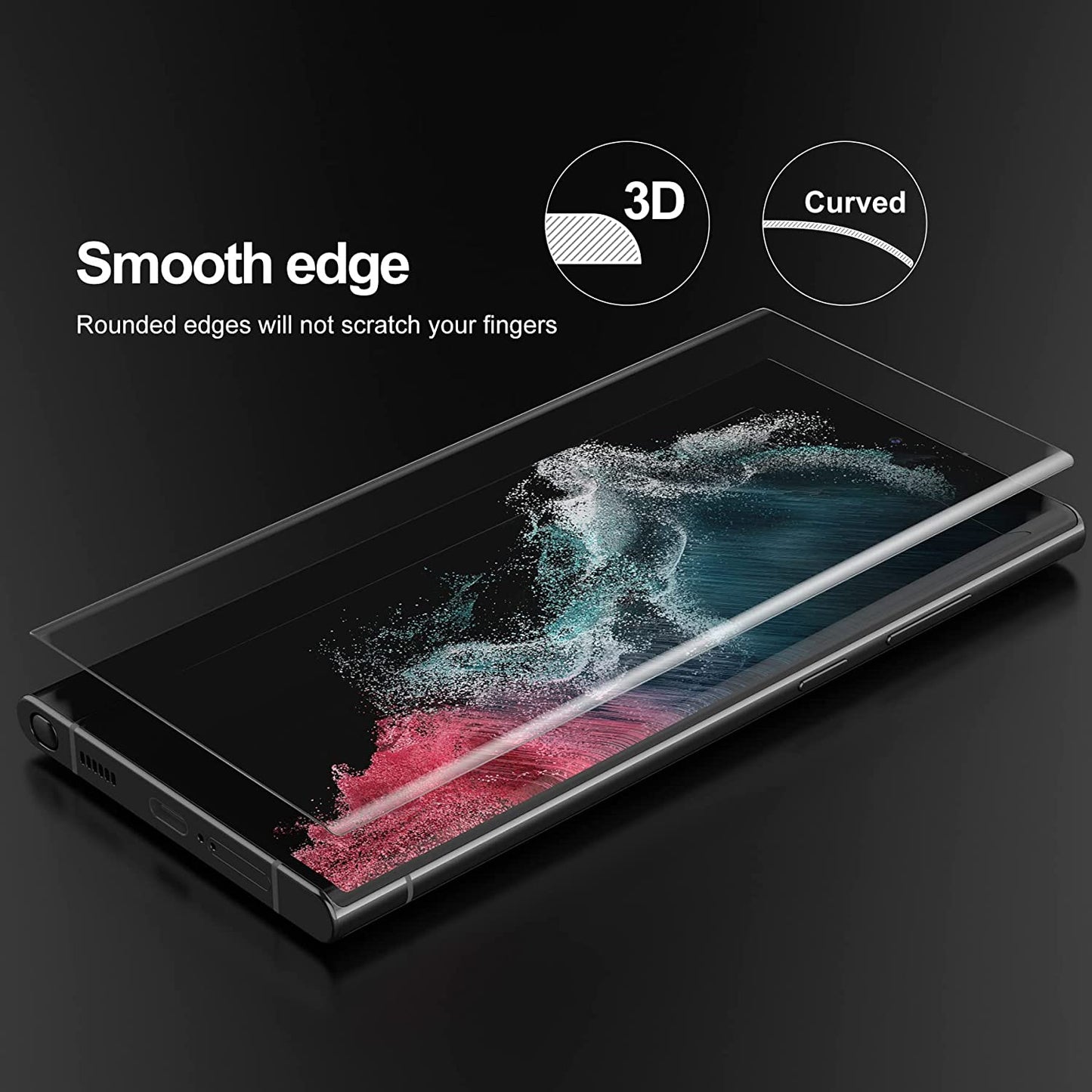 Samsung Galaxy S22 Ultra UV Light Curved Glass Screen Protector Black
