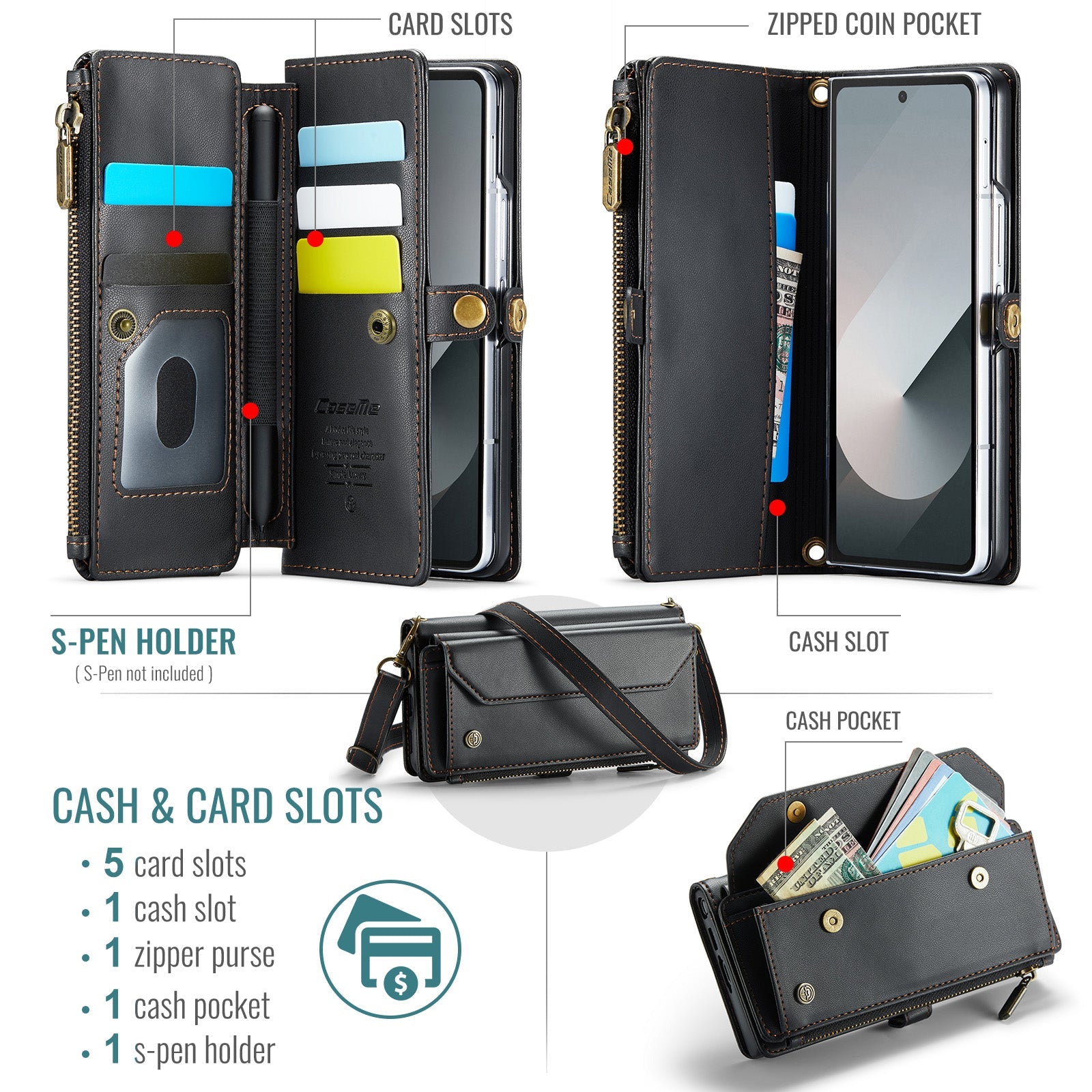 Samsung Galaxy Z Fold 6 Crossbody Wallet [Black]