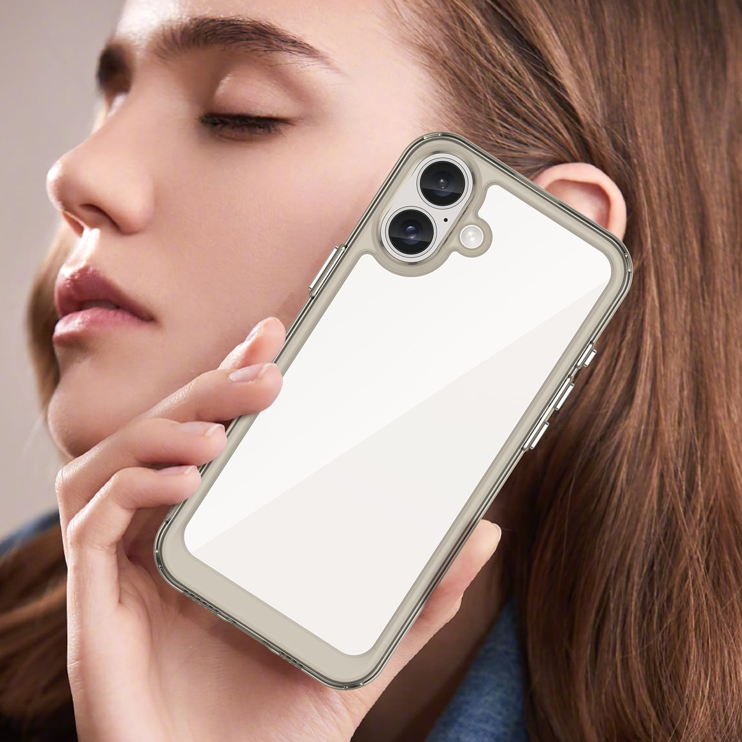 Iphone 16 Plus Soft Gel Case [Clear Grey]