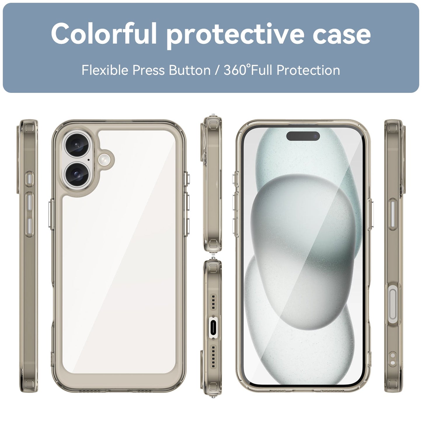 Iphone 16 Plus Soft Gel Case [Clear Grey]
