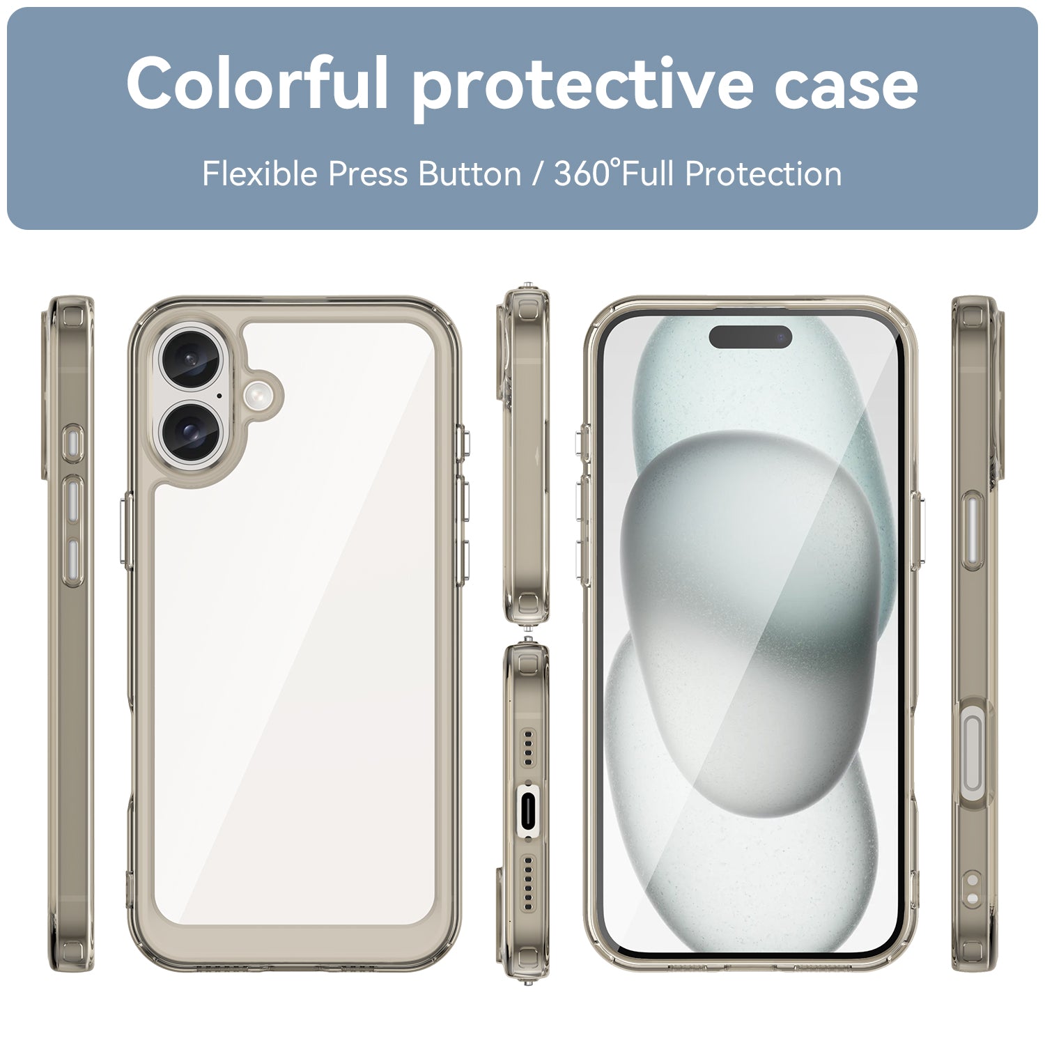 Iphone 16 Plus Soft Gel Case [Clear Grey]
