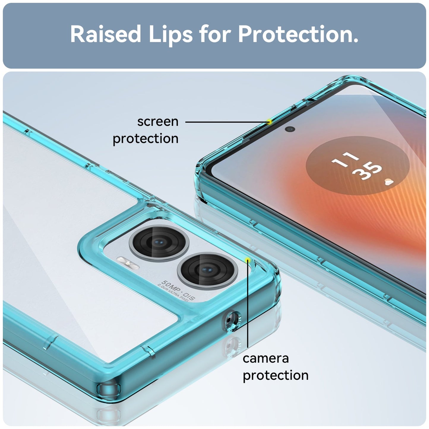 Moto Edge 50 Fusion Soft Gel Bumper Case [Clear Blue]