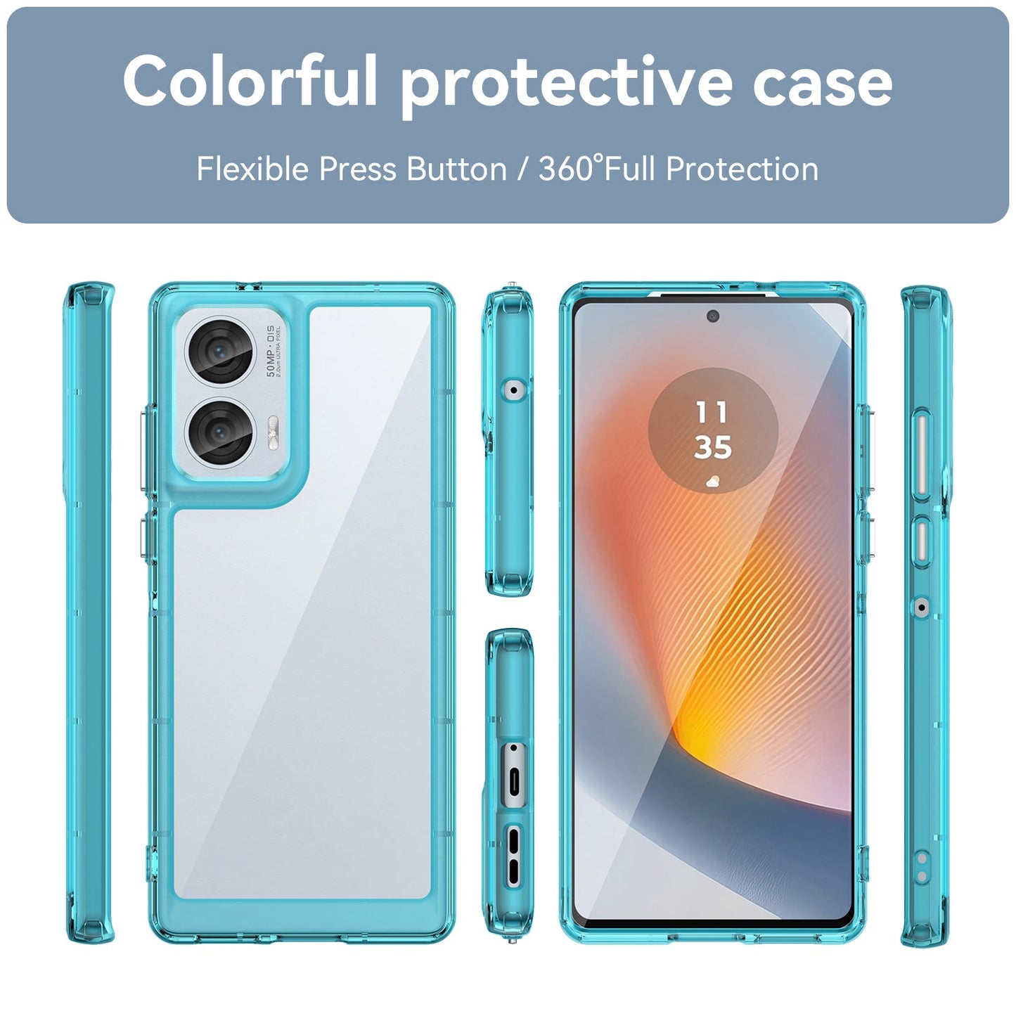 Moto Edge 50 Fusion Soft Gel Bumper Case [Clear Blue]