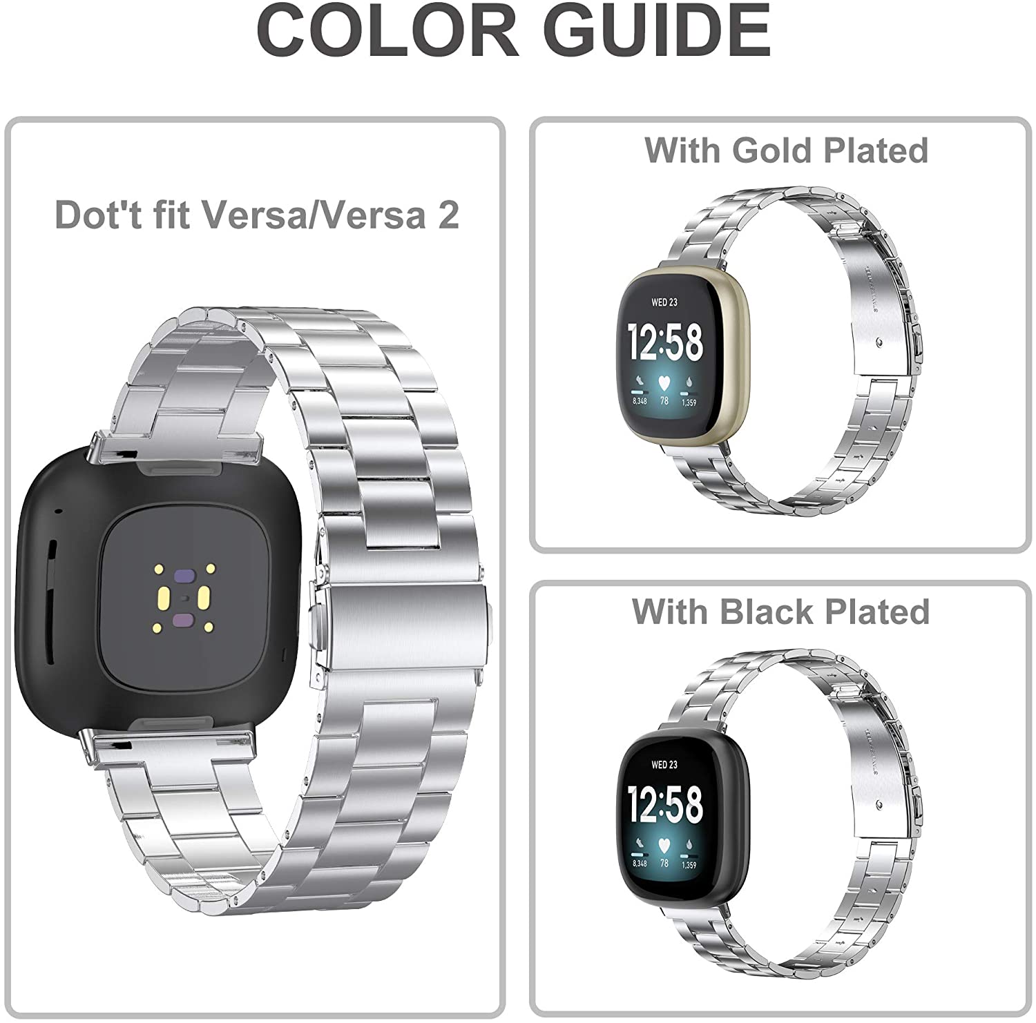 Fitbit Versa 4 Stainless Steel Strap [Silver]