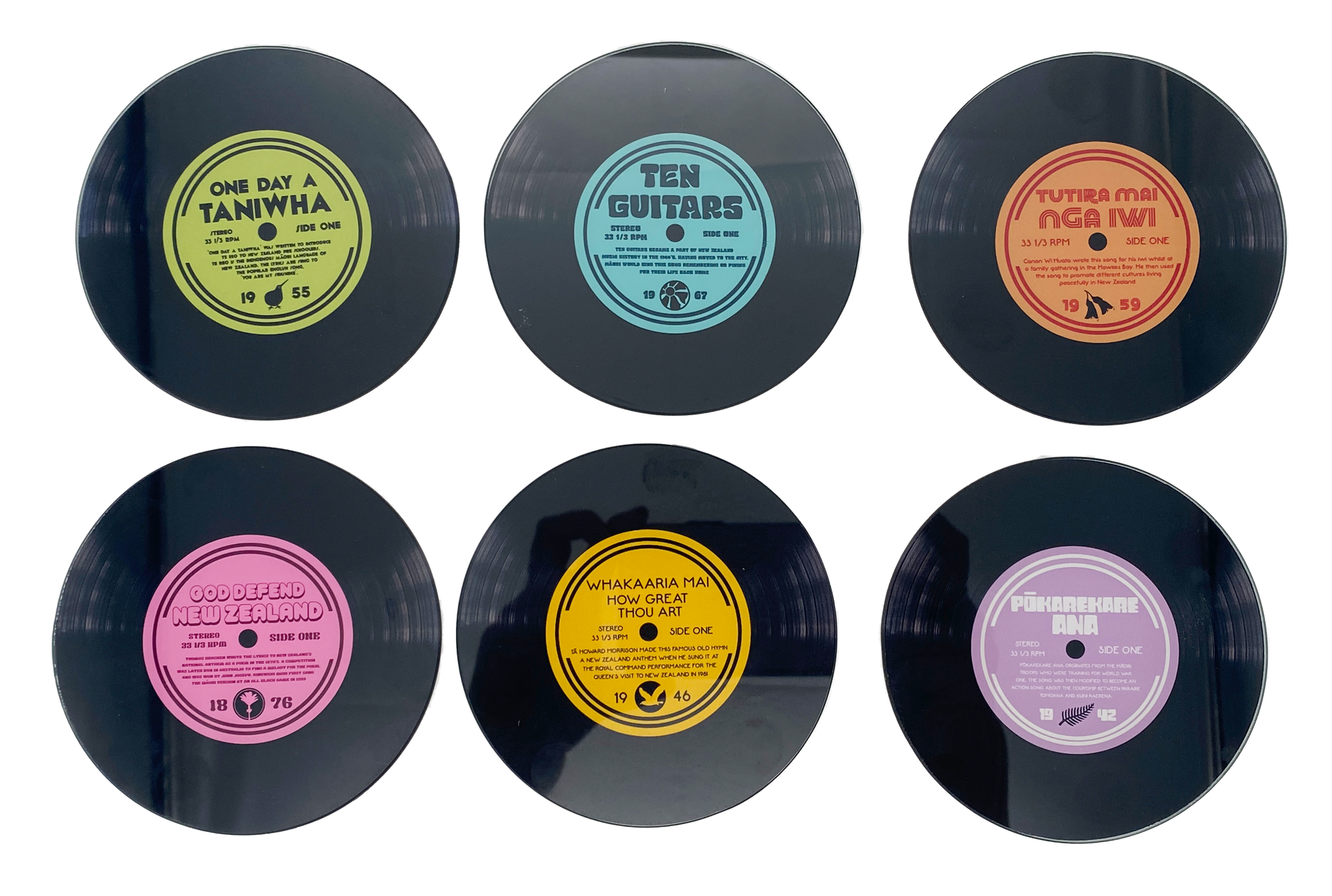 Moana Road Coasters - Set of 6 [ Kiwi Record - 470]