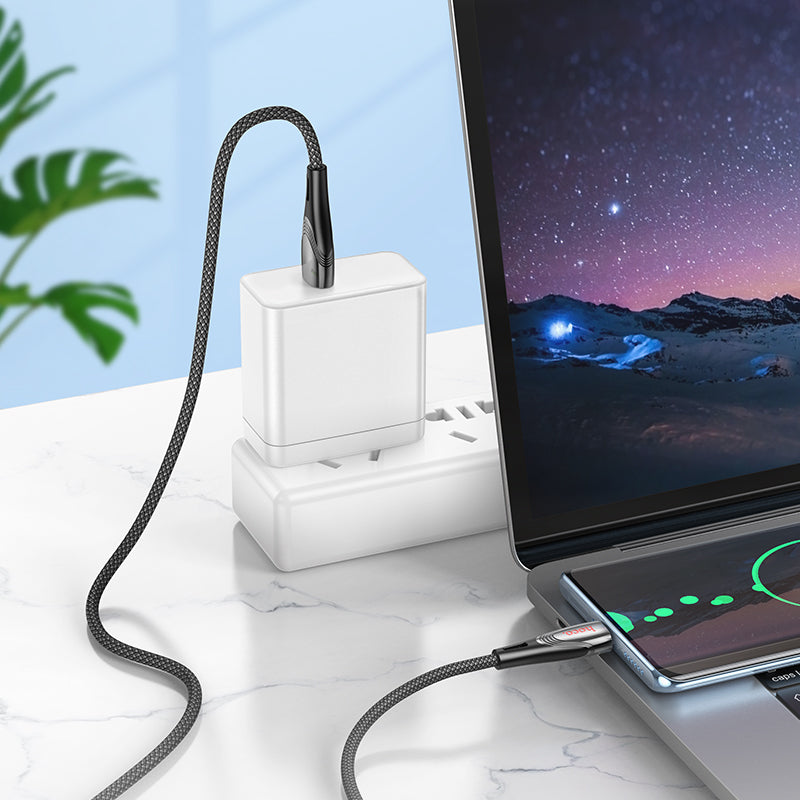 Hoco 3A Nylon Braided Metallic USB Cable - Type C (U133)