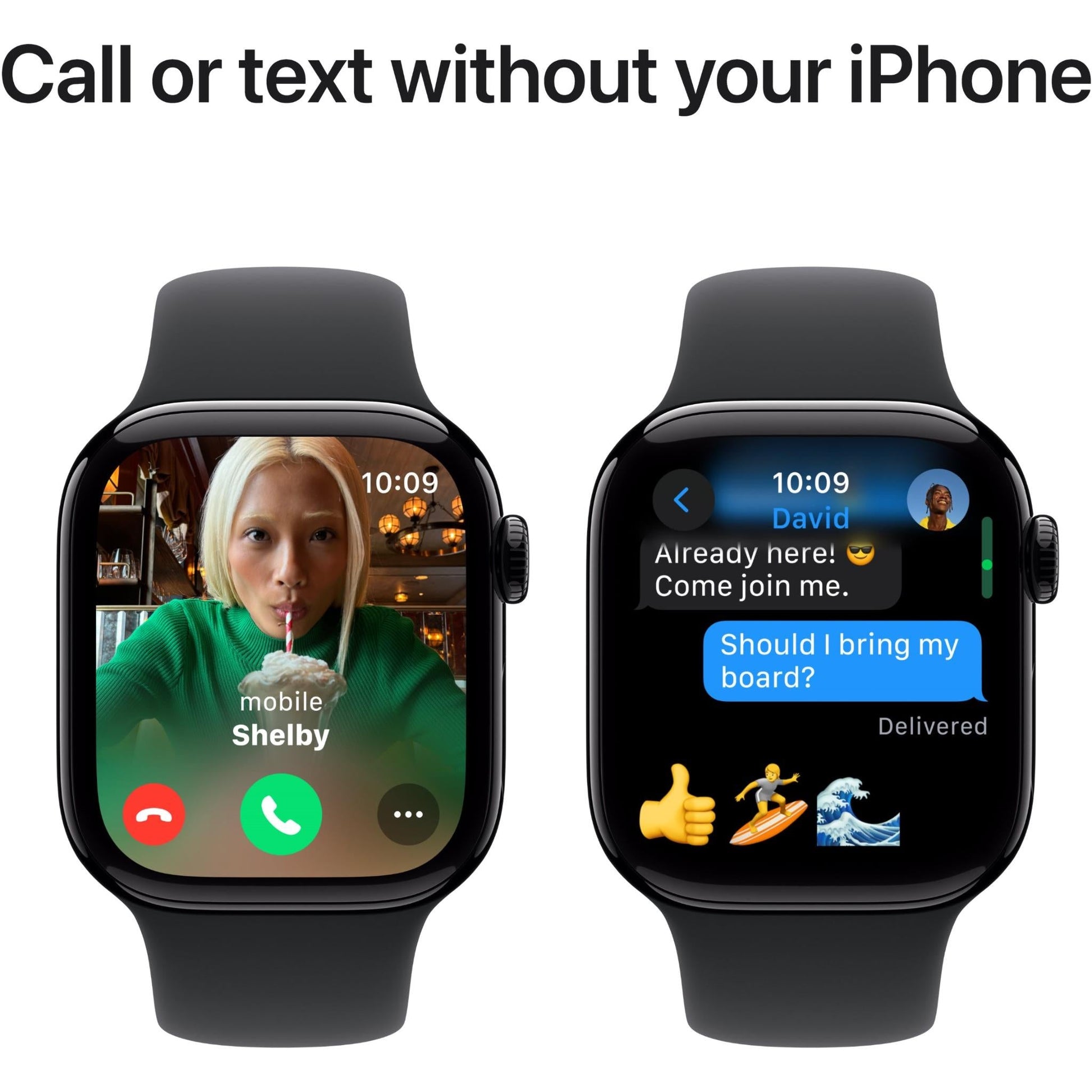 Apple Watch Series 10 GPS, 46mm Aluminum Case [ Black Sport Band S/M A2999 MWWP3 - Jet Black ]