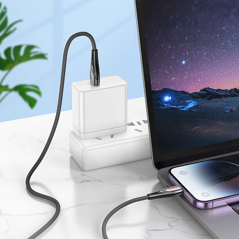 Hoco Nylon Braided Metallic USB Cable - Lightning (U133)