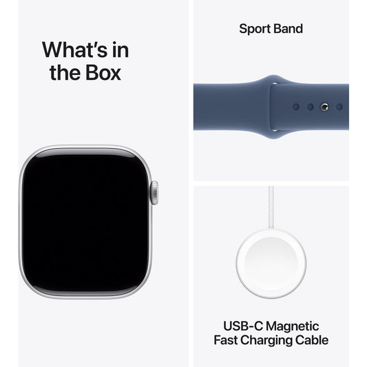 Apple Watch Series 10 GPS + Cellular 42mm Aluminum Case [ Denim Sport Band S/M MWX33 - Silver ]