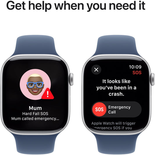 Apple Watch Series 10 GPS + Cellular 42mm Aluminum Case [ Denim Sport Band S/M MWX33 - Silver ]