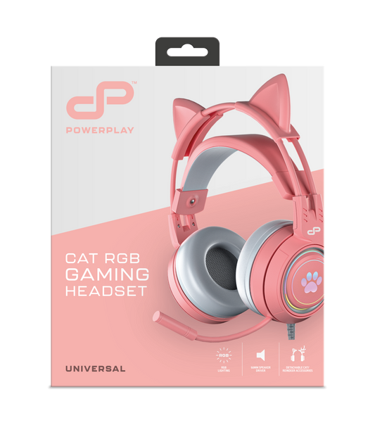 PowerPlay Cat RGB Gaming Headset (Pink)