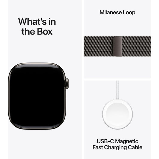 Apple Watch Series 10 GPS + Cellular 46mm Titanium Case [ Slate Milanese Loop M/L MWYW3 - Slate ]