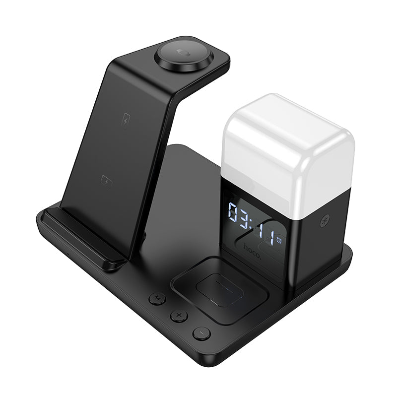 Hoco 15W 3-In-1 Wireless Fast Charger With Night Lamp (Cq9) Black