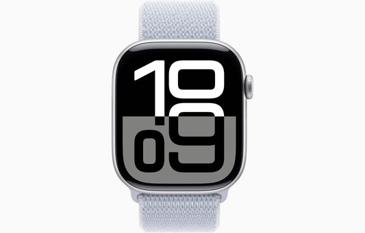 Apple Watch Series 10 GPS + Cellular, 46mm Aluminum Case [ Blue Cloud Sport Loop - Silver ]