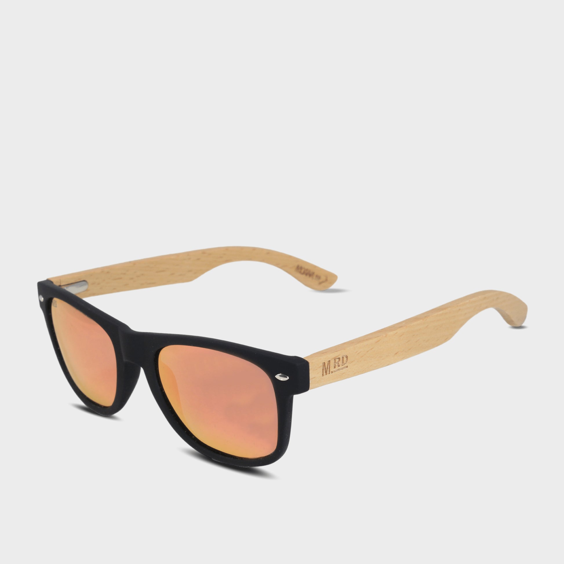 Moana Road 50/50s Sunglasses [Pink Refl Lens w/ Wood Arms - 3003]