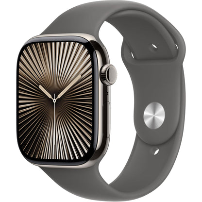 Apple Watch Series 10 GPS + Cellular 46mm Titanium Case [ Stone Grey Sport Band S/M MWY93- Natural ]