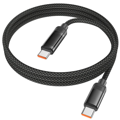 Hoco 100W PD Nylon Braided Metallic USB Cable w/ Dynamic LED - USB C to USB C (U126)