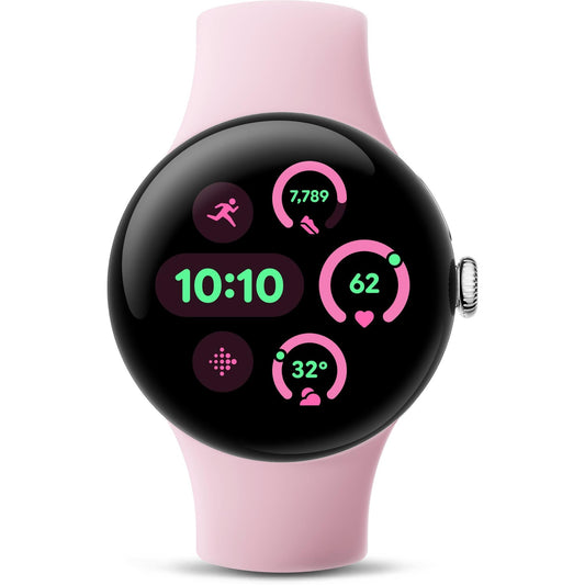 Google Pixel Watch 3 Bluetooth 41mm Aluminum case [ Rose Quartz Active Band- Polished Silver ]