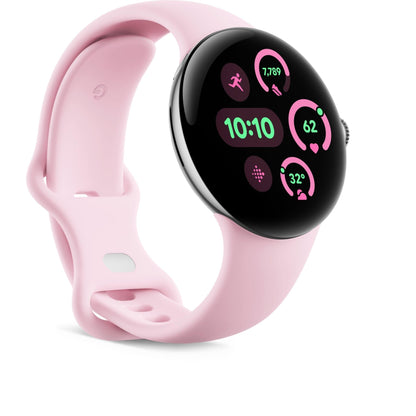 Google Pixel Watch 3 Bluetooth 41mm Aluminum case [ Rose Quartz Active Band- Polished Silver ]