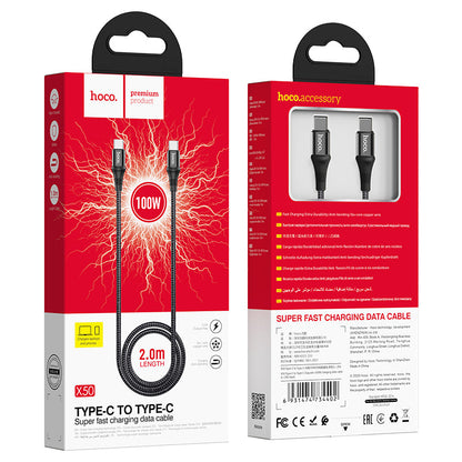 Hoco 100W PD Super Fast Type C to Type C Cable (X50) 2 Meter